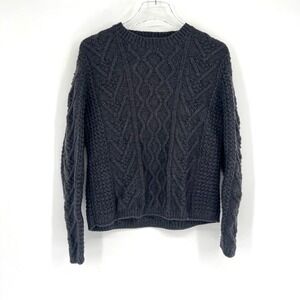 Vtg Banana Republic Sweater Mens S Wool Gray Cable Knit Fisherman Knit Classic